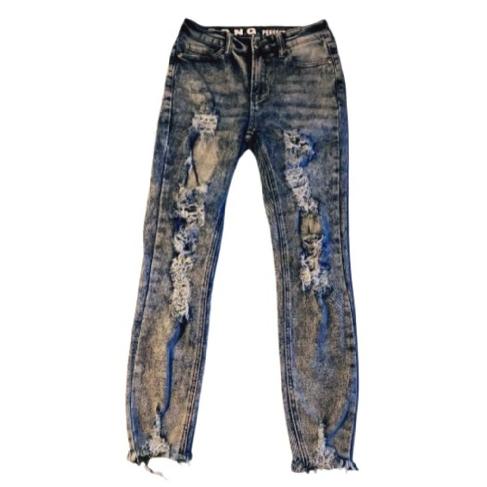 NWOT-SONG Slim Fit Super High Rise Vintage Stretch Acid Wash Jeans Size 5/27 - Picture 1 of 3